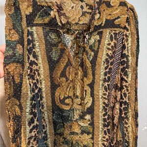 Pierre-Louis Mascia Textured Earthy Tones Blouse size L made in Italy